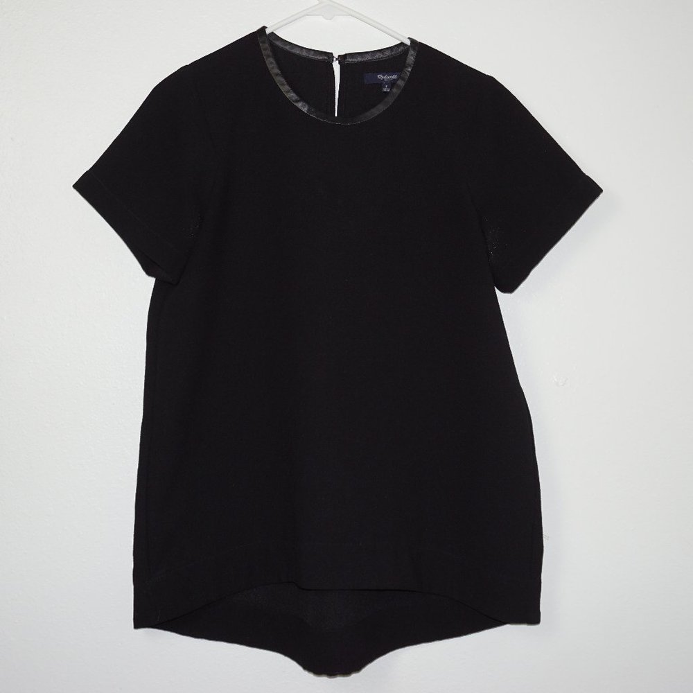 Madewell Boxy Pleather Neckline Top